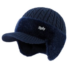 Parajuni 男士冬季中年款附耳罩運動帽 HJ0899, 海軍藍, 1個