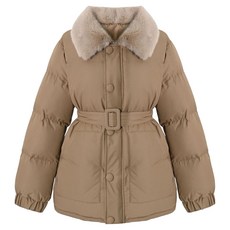 ab.plus 女款毛領附腰帶鋪棉外套 LSA1MU32