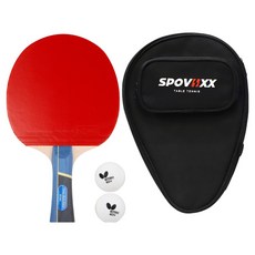 버터플라이 쉐이크 탁구라켓 + 티모볼2000 + 스포빅스 케이스 세트, 1세트, 스포빅스 탁구라켓 케이스 BK
