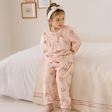 unifriend 兒童愛心熊超細纖維睡眠睡衣上下套裝