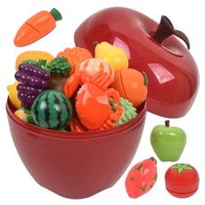 Tasty 切切樂 蘋果收納盒 扮家家酒廚房玩具 37件組, 混合色, 1套