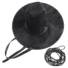 Stupid BABO 高級絲絨陰間使者黑笠 + 帽帶 SET K-POP偶像角色扮演套組, 混合色, 1套