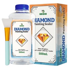 HASHI 鑽石畫黏著塗層亮光劑 500ml + 矽膠刷 亮光, 混合色, 1套