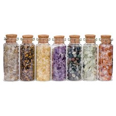 魔礦瓶水晶碎石 紫水晶 + 紅瑪瑙 + 金髮晶 + 黃水晶 + 黃虎眼 + 葡萄石 + 水草瑪瑙, 招財