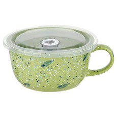 plala 單手煮 微波爐拉麵碗, 綠色, 1個