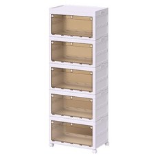 Commerce Jin 可折疊多用途5層整理箱, 白色 + 半透明, 1個