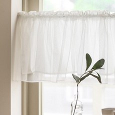 BELLELIFE 莎啦啦網紗雙層短窗簾, 白色