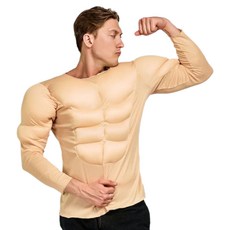 男士立體肌肉猛男造型服, 米色, 1個