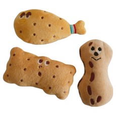 FÀMINOU Qiaosu 香脆酥貓薄荷寵物玩具3件組, 炸雞腿 + 餅乾 + 花生造型, 1套