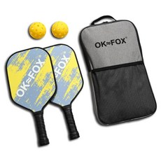 BOSHIKA 프리미엄 유리섬유 피클볼 패들 라켓 2p + 볼 2p + 가방 세트, 옐로우, 1세트