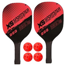 搏仕卡 匹克球板拍 2支 + 球 4顆 + 球袋套組 BSK-250G, BSK-250G RD, 1套