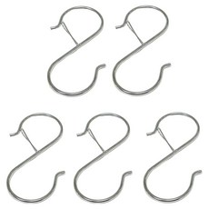 쥬롬 빠지지 않는 잠금형 S자 고리 대형, 실버, 5개