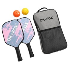 BOSHIKA 프리미엄 유리섬유 피클볼 패들 라켓 2p + 볼 2p + 가방 세트, 그레이, 1세트