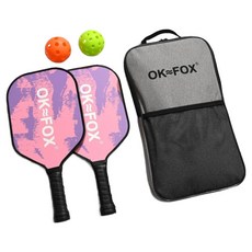 搏仕卡 高級玻璃纖維匹克球球拍 2入 + 球 2入 + 球袋組, 粉紅色, 1套