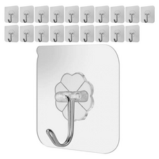 쥬롬 녹슬지않는 강력접착 스텐 후크걸이, 20개, 투명
