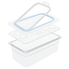 LIVINGMATE 韓國製 PC 透明調理盆 3件組, 1套, 6吋 1/3 調理盆 + 翻蓋 + 瀝水盤