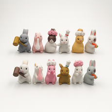 겜사 테라리움 장식 모형 미니어처 토끼 12종 세트, 혼합색상