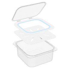 리빙메이트 국산 PC 투명 밧드 3종 세트, 1세트, 4인치 1/6 밧드 + 플립뚜껑 + 물받이