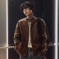 JTL 男士肩部雙線騎士風格夾克