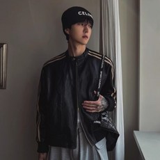 JTL 男士肩部雙線條摩托車風格夾克