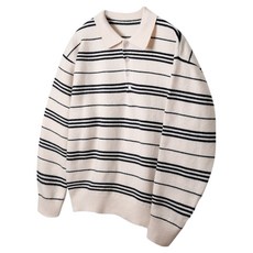 HARRISON HOMME 男士條紋針織翻領長袖T恤 HA-1056 WEL1027