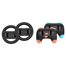DOBE Switch2 雙色握把 + 圓形方向盤 4件組, 橙色 + 藍色, 1套, TNS-5110