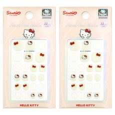 Beauty Home 三麗鷗 Hello Kitty 蝴蝶結迷你凝膠美甲貼, 2個, 象牙白