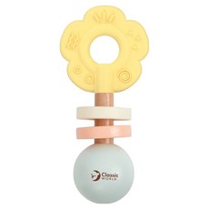 Classic WORLD 客來喜 經典木玩 花漾觸感搖搖棒 10037, 淺黃色, 1個