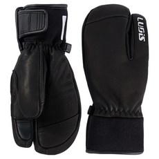 韓國 LUDiS 青少年 Snowpro 滑雪/滑雪板 三指防寒皮革手套 LUP01JG01, 黑色, 1個