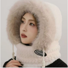 Empini 連帽巴拉克拉瓦頭套 防寒冬季頸圍, 米色, 1個