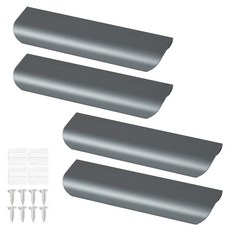 철물대장 빌스브로 부착식 히든 서랍 가구손잡이 140mm 4p 세트, 다크그레이, 1세트