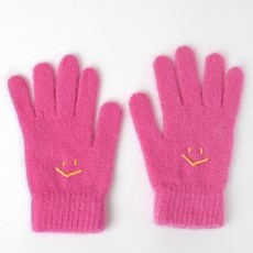 Smiley 冬季保暖柔軟羊毛手套 雙手配戴組