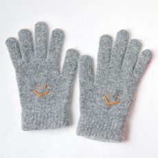 微笑臉冬季保暖柔軟羊毛手套 雙手穿戴套組