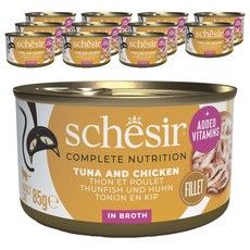 스케지어 성묘용 고양이 쉐지애 브로스 주식캔, 닭+참치, 85g, 12개