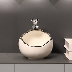 Homemart陶瓷玄關客廳多用途室內裝飾託盤, 銀色