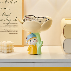 居家超市 珍珠可愛貓咪玄關客廳室內裝飾託盤, 珍珠貓咪