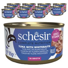 스케지어 성묘용 고양이 쉐지애 브로스 주식캔, 참치+앤초비, 85g, 12개