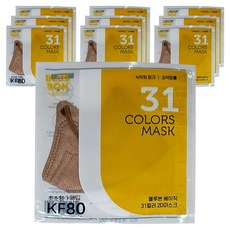 블루본 베이직 31컬러 마스크 초소형 KF80, 헤즐넛브라운, 10개, 1개입