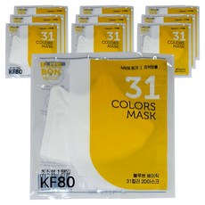 블루본 베이직 31컬러 마스크 초소형 KF80, 흰색, 10개, 1개입