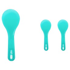 리빙패밀리 밥알이 붙지 않는 엠보싱 주걱 소 7.5 x 21 cm, 그린, 3개