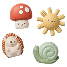 itzy ritzy 軟Q繽紛洗澡玩具 森林好朋友4件組, 混和顏色, 1套