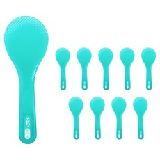 LivingFamily 不沾飯粒壓花飯匙 特大 10 x 28 cm, 綠色, 10個