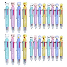 爆米花文具 摩咕咕公仔6色原子筆 0.5mm 4款 x 6入組, 粉紅色, 紫色, 黃色, 薄荷綠色, 1套