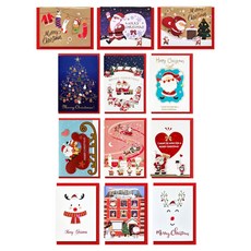 Yeongwon 聖誕卡 + 信封 12款套組 E10-8 & 10, 混合色, 1套