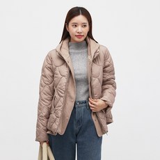 Elsso 女款帽子疊穿波浪絎縫厚實蓬鬆連帽鋪棉外套