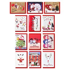 Yeongwon E10-9 + 10 聖誕卡 12款 + 信封 12入 套組, 混合顏色, 1套