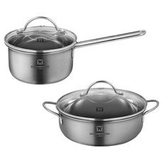 WAGENSTEIGER 電磁爐 IH 迷你鍋具 2件組 2入, 單一顏色, 1套, 單柄鍋 14cm + 火鍋 18cm