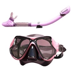BeOK 潛水鏡 浮潛游泳面罩 + 呼吸管, 粉色 + 黑色