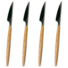 木柄不鏽鋼刀, 米色, 4個