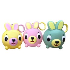 SANKYORIKEN 超療癒愛說話動物 掛環版 3件組, 黃色 + 粉色 + 綠色, 1套, 8.5cm